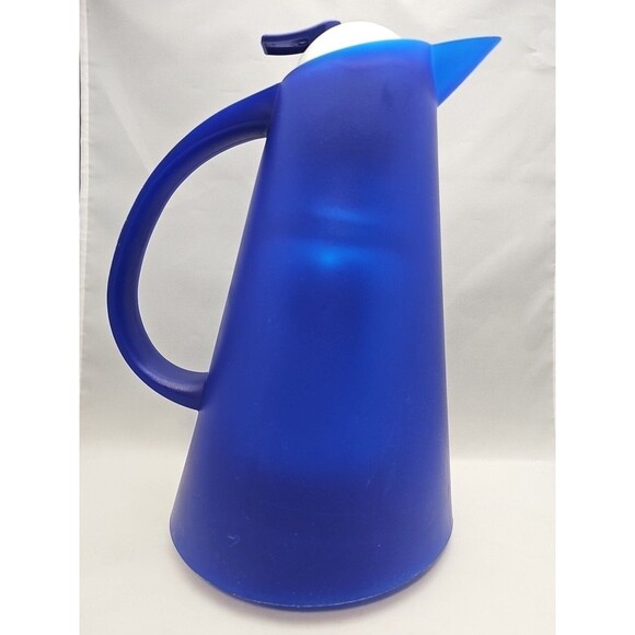 Mikasa Harbour Blue Thermal Carafe Frosted Modern Coastal Nautical Coffee Server - Picture 1 of 15